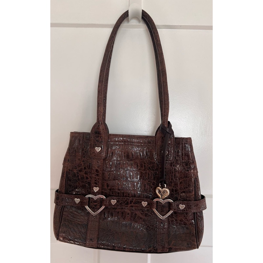 Brighton Brown Leather Shoulder Bag Purse EUC‎